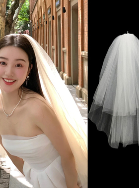 新娘结婚白色头纱头饰蝴蝶结