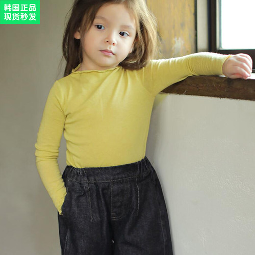 女童天丝棉木耳边高弹长袖T恤