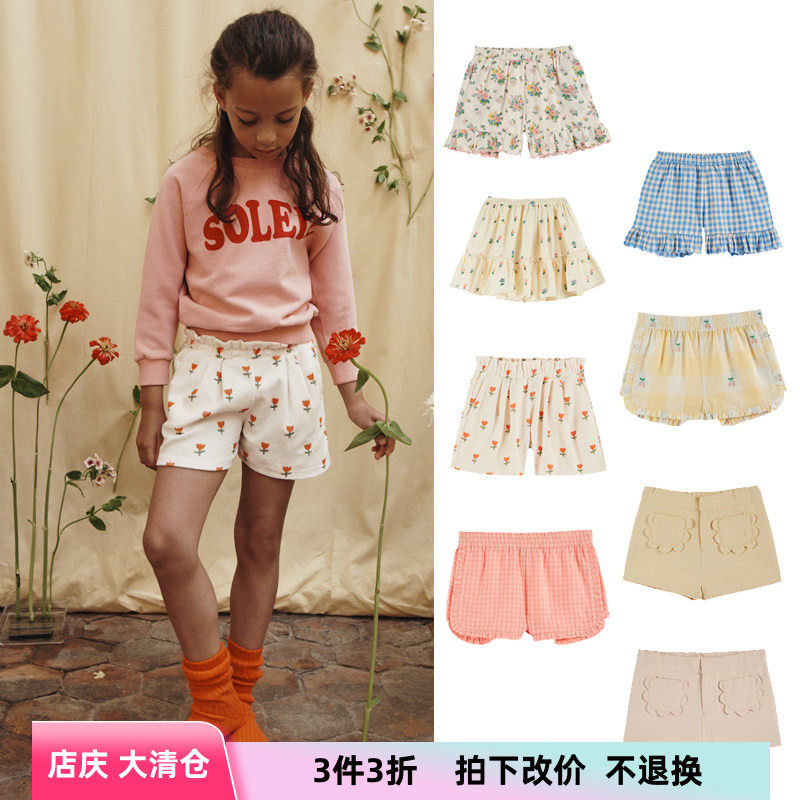 现 emile进口正品女童短裤25夏季新款外穿洋气儿童时尚花朵半身裙