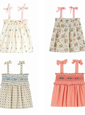 4Z 锦小和emile法国25春夏新款女童吊带外穿蝴蝶结儿童无袖上衣