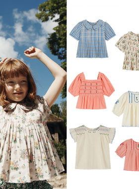 5Z emile进口正品女童短袖t恤25新款夏季纯棉洋气儿童花朵小上衣