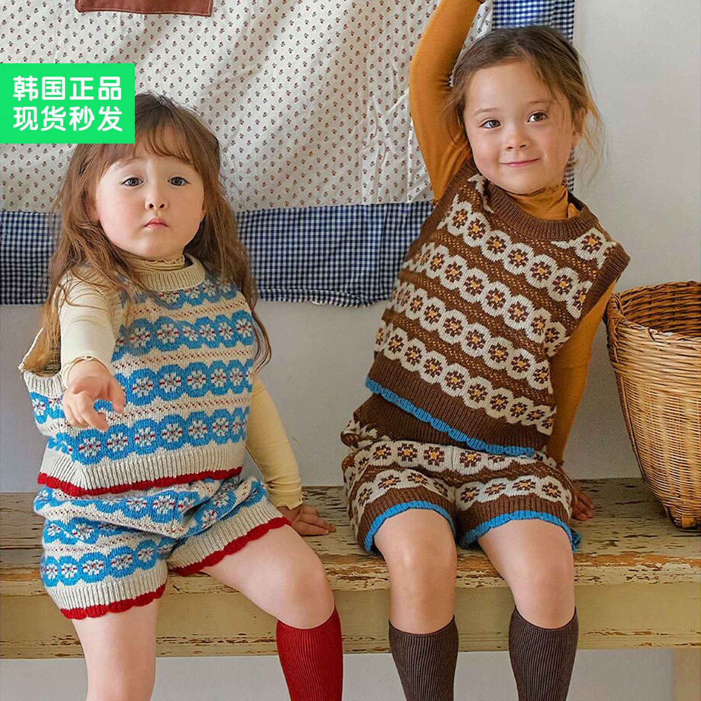 锦小和 amber韩国童装女童马甲秋冬2025新款毛衣儿童套头针织背心