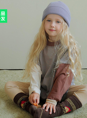 锦小和 bien韩国童装女童长袖t恤纯棉25秋款儿童洋气拼接圆领上衣