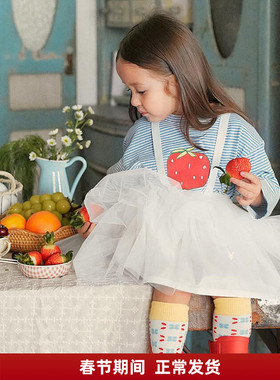 锦小和 amber韩国童装女童网纱半身裙儿童2025春夏白色tutu蓬蓬裙