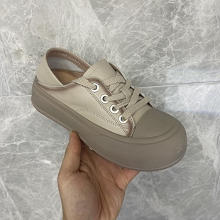 松糕真皮板鞋 新款 女单层复古厚底单鞋 外货牛皮软底轻便运动休闲鞋