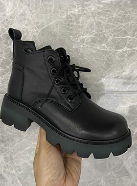 外贸断码特价 8060反季节处理 白菜价粗跟真皮防滑松糕厚底女单靴