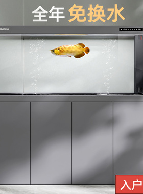 闽江2025新款鱼缸客厅家用底滤中小型轻奢风简约生态水族箱鱼缸