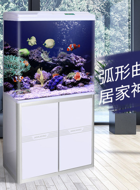 闽江弧形玻璃鱼缸家用客厅水族箱上过滤金鱼缸中型底滤免换水鱼缸