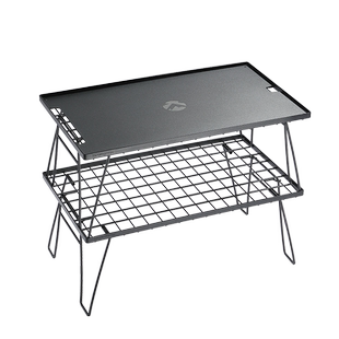 柯曼折叠网桌套装T-230-2TM 耐高温铝合金桌板户外野餐双层置物桌