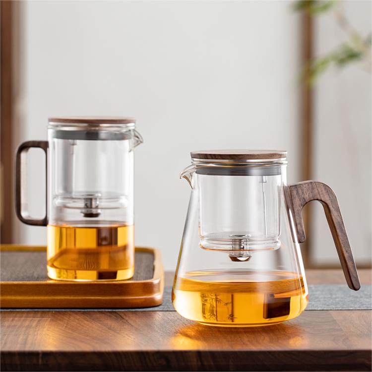 邦田胡桃木把手耐高温玻璃内胆飘逸杯家用磁吸茶水分离冲茶泡茶壶,餐饮具,飘逸杯,淘宝优惠券,粉丝福利购,淘宝优惠卷