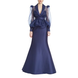 S-M穿 BADGLEY MISCHKA 梦幻深蓝色礼服裙 1355
