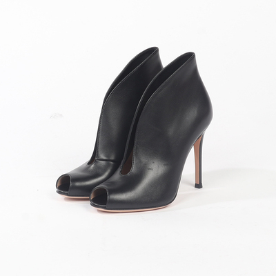 高跟鞋鱼嘴款复古弧度