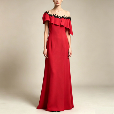 L-XL穿 MARCHESA NOTTE 唯美轻纱珠花洋装连衣裙 1510