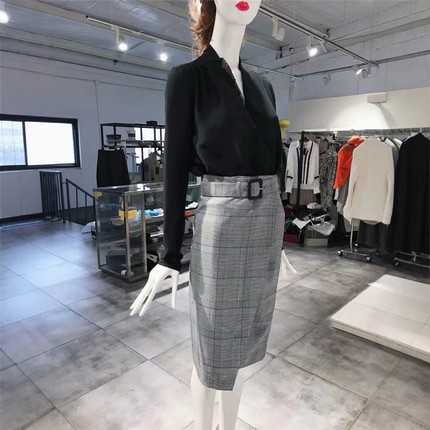 S-M穿 PATRIZIA PEPE 欧式格纹洋装半裙 455