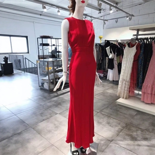 S-M穿 ALEXANDER MCQUEEN 优雅红色洋装连衣裙 3155