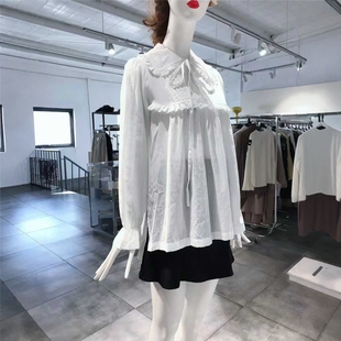 娃娃领蝴蝶结休闲风白色衬衫 970 百搭款 BECKHAM M穿 VICTORIA