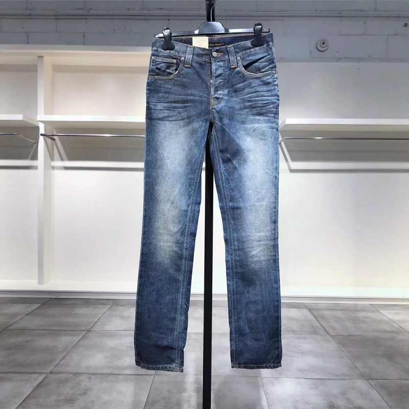 XS-S穿 NUDIE JEANS CO 男款磨白牛仔裤 320