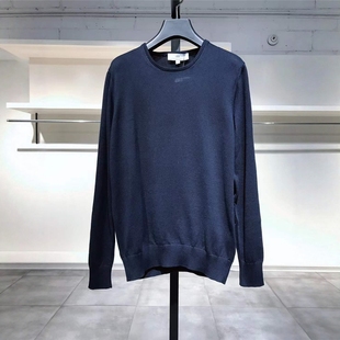 VON EGON FURSTENBERG 男款 455 深蓝色羊毛针织衫 M穿