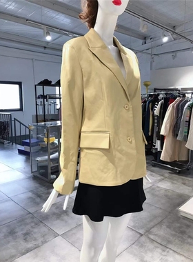 S-M穿 STAND STUDIO 浅黄色皮革洋装外套 710