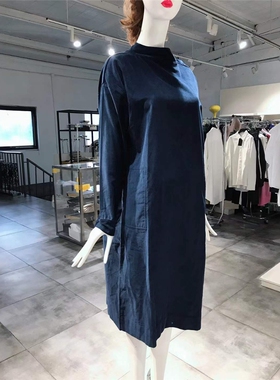 S-小L穿 LE MONT ST MICHEL 深蓝色洋装连衣裙 660