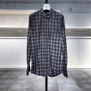 小M穿 复古格纹翻领纽扣休闲衬衫 DS2 美式 766 男士
