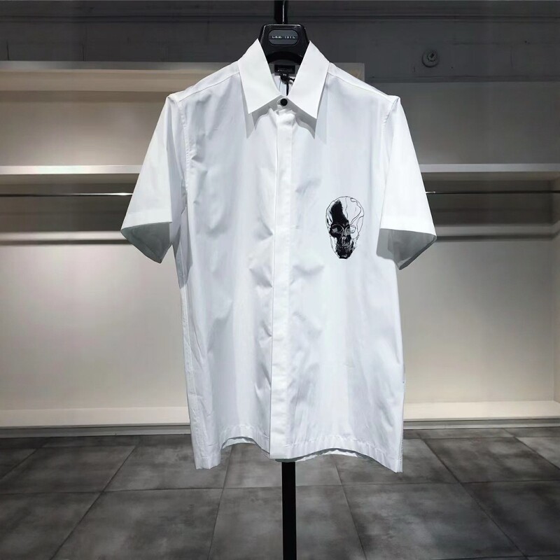 L-XL穿 JUST CAVALLI 男装时尚潮流骷髅印花短袖衬衫 660