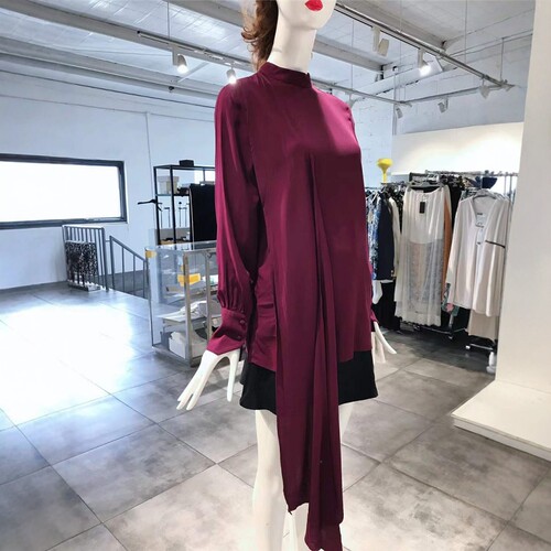 S-M穿 LIVIANA CONTI 紫色洋装丝衫 420
