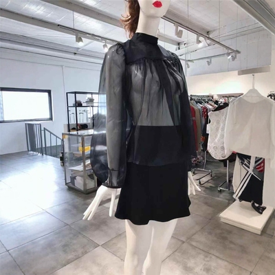 XS-S穿 ROCHAS 黑色轻纱廓形丝衫 938