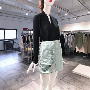 RICK OWENS 半身裙 DRKSHDW 绿色破洞设计感女装 710 M穿
