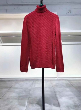 M-L穿 TSD12 男款红色织纹针织衫 570