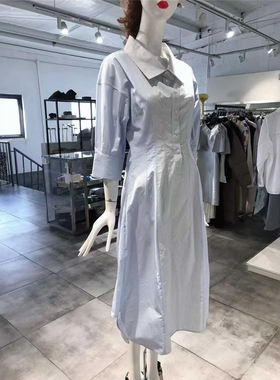 S-M穿 STELLA MCCARTNEY 温柔蓝色翻领女装连衣裙 1510