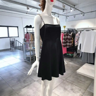 连衣裙 735 欧美风甜美黑色吊带收腰女装 OLIVIA M穿 ALICE