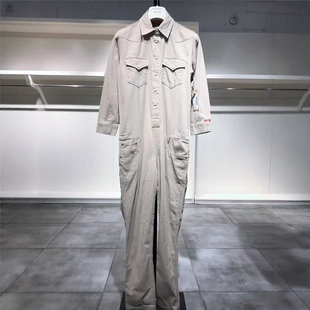 风连体裤 简约米色翻领双口袋工装 DENIMIST 650 S穿