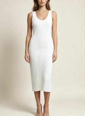 XS-S穿 HERVE LEGER 百搭款赫尔温针织紧身连衣裙 1050