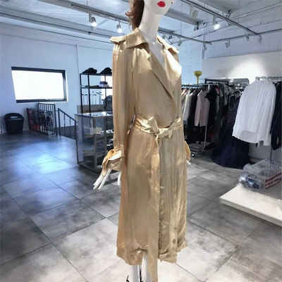 S-M穿 VICTORIA BECKHAM 时尚潮流翻领女装长款腰带风衣 2180