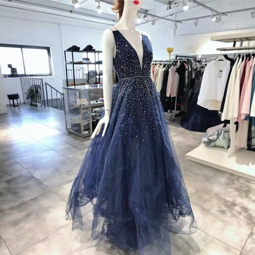 XS-S-M穿 JENNY PACKHAM 深V领亮片网纱欧式风女装连衣裙 3470