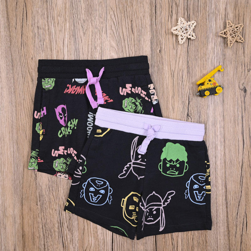 外贸欧美 男宝夏款纯棉涂鸦短裤 男童运动裤休闲裤短裤平角裤子