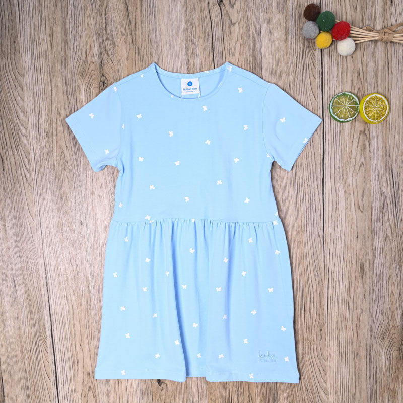 外贸欧美女宝夏季棉质短袖T恤裙子休闲连衣裙 女童圆领可爱公主裙