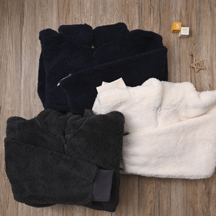 GA外贸大童秋冬新款抱抱绒衫连帽卫衣外套男女装休闲厚实拉链开衫