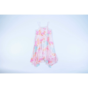 H家外贸欧美 女童夏款雪纺裙礼服裙子洋装公主裙吊带裙收腰连衣裙