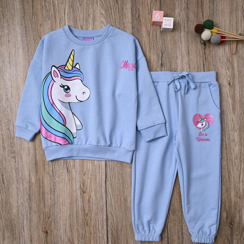 外贸欧美 女宝春秋毛线圈长袖套头卫衣休闲裤子可爱运动两件套装