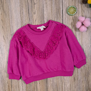 JS外贸欧美女宝春秋圆领长袖毛线圈卫衣女童休闲外套上衣可爱套头