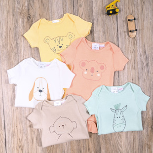 ZR外贸欧美宝宝夏季 三角爬服婴儿套头开档包屁衣三角哈衣 纯棉短袖