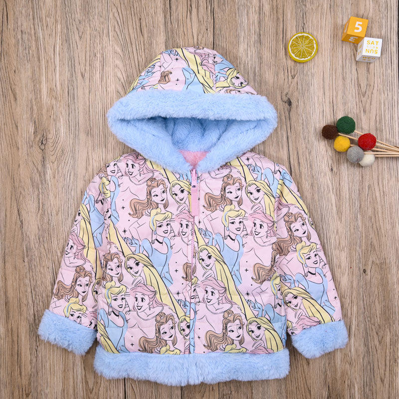 外贸欧美女宝秋冬连帽长袖双面穿拉链衫外套女童可爱加绒保暖棉服