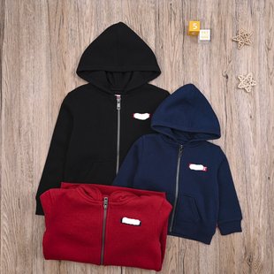 连帽男童休闲开衫 帅气外套长袖 拉链衫 LW外贸欧美男宝春秋细抓绒衫