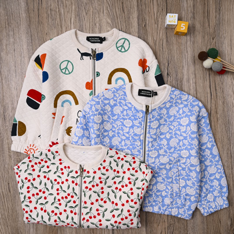 外贸欧美女宝春秋空气棉拉链衫长袖卫衣外套女童休闲外套上衣开衫