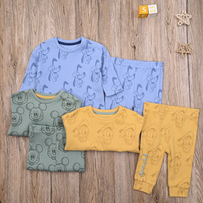 外贸欧美 男宝春秋螺纹棉长袖T恤上衣打底衫PP长裤子休闲两件套装