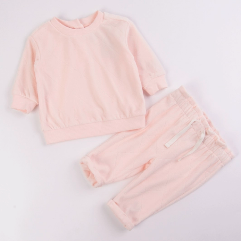 外贸欧美女宝春秋天鹅绒长袖卫衣上衣婴儿PP裤休闲长裤子两件套装