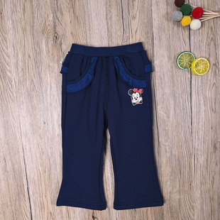 国内单女宝春秋冬款保暖薄绒休闲裤女童可爱微喇叭裤长裤直筒裤子
