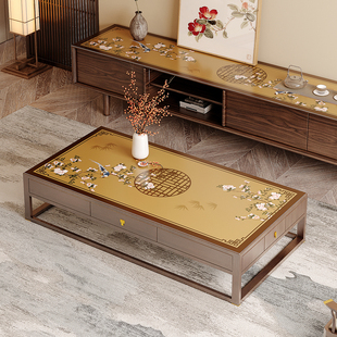 新中式 茶几桌布防水防油客厅餐桌茶几垫免洗防烫隔热高级皮革桌布